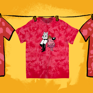 tie dye tee on illustrated clothes line